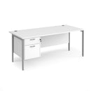 Maestro 25 800mm Deep Straight Desk With 2 Drawer Pedestal & H-Frame Leg - White - NWOF