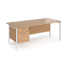 Maestro 25 800mm Deep Straight Desk With 2 Drawer Pedestal & H-Frame Leg - Beech - NWOF