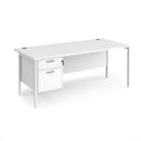 Maestro 25 800mm Deep Straight Desk With 2 Drawer Pedestal & H-Frame Leg - White - NWOF