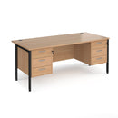 Maestro 25 800mm Deep Straight Desk With 3 and 3 Drawer Pedestals & H-Frame Leg - Beech - NWOF