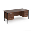Maestro 25 800mm Deep Straight Desk With 3 and 3 Drawer Pedestals & H-Frame Leg - Walnut - NWOF