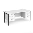 Maestro 25 800mm Deep Straight Desk With 3 and 3 Drawer Pedestals & H-Frame Leg - White - NWOF