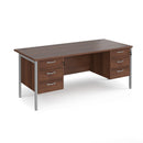 Maestro 25 800mm Deep Straight Desk With 3 and 3 Drawer Pedestals & H-Frame Leg - Walnut - NWOF