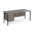 Maestro 25 800mm Deep Straight Desk With 3 Drawer Pedestal & H-Frame Leg - Grey Oak - NWOF