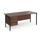 Maestro 25 800mm Deep Straight Desk With 3 Drawer Pedestal & H-Frame Leg - Walnut - NWOF