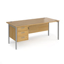 Maestro 25 800mm Deep Straight Desk With 3 Drawer Pedestal & H-Frame Leg - Oak - NWOF