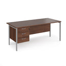 Maestro 25 800mm Deep Straight Desk With 3 Drawer Pedestal & H-Frame Leg - Walnut - NWOF
