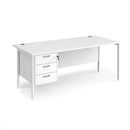 Maestro 25 800mm Deep Straight Desk With 3 Drawer Pedestal & H-Frame Leg - White - NWOF