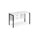 Maestro 25 600mm Deep Straight Desk With 2 Drawer Pedestal & H-Frame Leg - White - NWOF