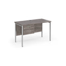 Maestro 25 600mm Deep Straight Desk With 2 Drawer Pedestal & H-Frame Leg - Grey Oak - NWOF
