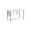 Maestro 25 600mm Deep Straight Desk With 2 Drawer Pedestal & H-Frame Leg - White - NWOF
