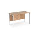 Maestro 25 600mm Deep Straight Desk With 2 Drawer Pedestal & H-Frame Leg - Beech - NWOF