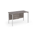 Maestro 25 600mm Deep Straight Desk With 2 Drawer Pedestal & H-Frame Leg - Grey Oak - NWOF