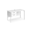 Maestro 25 600mm Deep Straight Desk With 2 Drawer Pedestal & H-Frame Leg - White - NWOF