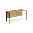 Maestro 25 600mm Deep Straight Desk With 2 Drawer Pedestal & H-Frame Leg - Oak - NWOF