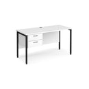 Maestro 25 600mm Deep Straight Desk With 2 Drawer Pedestal & H-Frame Leg - White - NWOF
