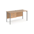 Maestro 25 600mm Deep Straight Desk With 2 Drawer Pedestal & H-Frame Leg - Beech - NWOF