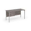 Maestro 25 600mm Deep Straight Desk With 2 Drawer Pedestal & H-Frame Leg - Grey Oak - NWOF