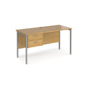 Maestro 25 600mm Deep Straight Desk With 2 Drawer Pedestal & H-Frame Leg - Oak - NWOF