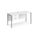 Maestro 25 600mm Deep Straight Desk With 2 Drawer Pedestal & H-Frame Leg - White - NWOF