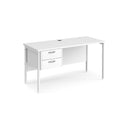 Maestro 25 600mm Deep Straight Desk With 2 Drawer Pedestal & H-Frame Leg - White - NWOF