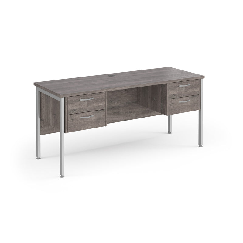 Maestro 25 1600x600mm Straight Desk With 2 and 2 Drawer Pedestals & H-Frame Leg - Beech - NWOF
