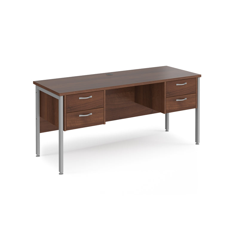 Maestro 25 1600x600mm Straight Desk With 2 and 2 Drawer Pedestals & H-Frame Leg - Beech - NWOF