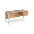 Maestro 25 1600x600mm Straight Desk With 2 and 2 Drawer Pedestals & H-Frame Leg - Beech - NWOF