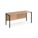 Maestro 25 600mm Deep Straight Desk With 2 Drawer Pedestal & H-Frame Leg - Beech - NWOF