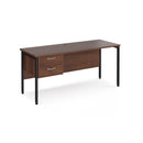 Maestro 25 600mm Deep Straight Desk With 2 Drawer Pedestal & H-Frame Leg - Walnut - NWOF