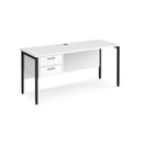 Maestro 25 600mm Deep Straight Desk With 2 Drawer Pedestal & H-Frame Leg - White - NWOF