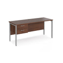 Maestro 25 600mm Deep Straight Desk With 2 Drawer Pedestal & H-Frame Leg - Walnut - NWOF