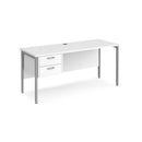 Maestro 25 600mm Deep Straight Desk With 2 Drawer Pedestal & H-Frame Leg - White - NWOF
