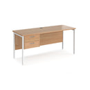 Maestro 25 600mm Deep Straight Desk With 2 Drawer Pedestal & H-Frame Leg - Beech - NWOF
