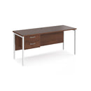 Maestro 25 600mm Deep Straight Desk With 2 Drawer Pedestal & H-Frame Leg - Walnut - NWOF