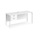 Maestro 25 600mm Deep Straight Desk With 2 Drawer Pedestal & H-Frame Leg - White - NWOF