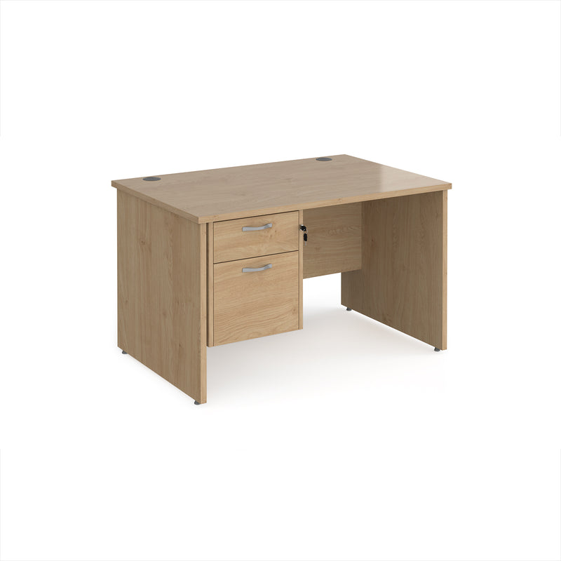 Maestro 25 Straight Desk 800mm Deep With Fixed 2 Drawer Pedestal & Panel End Leg