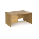 Maestro 25 Wave Desk With Panel End Leg & Fixed 2 Drawer Pedestal - Oak - NWOF