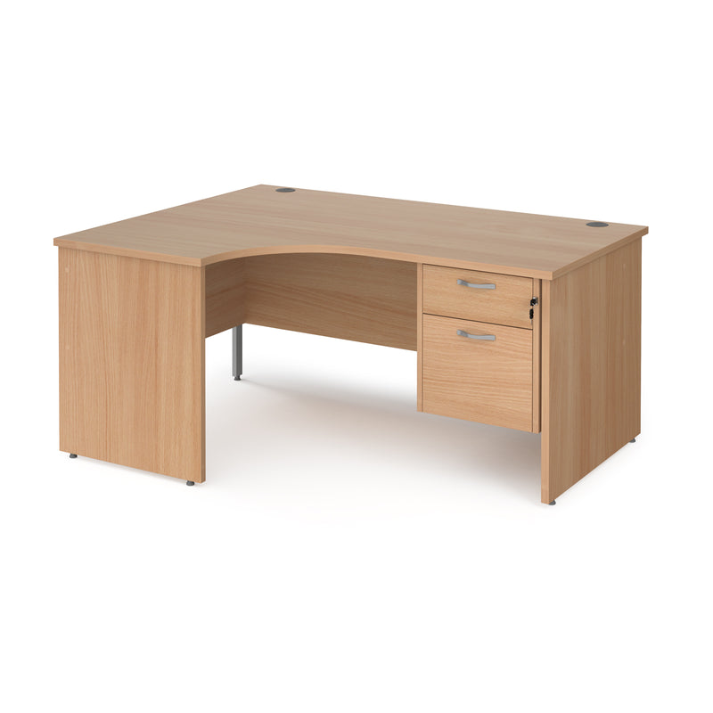 Maestro 25 Ergonomic Desk With Panel End Leg & Fixed 2 Drawer Pedestal - Beech - NWOF