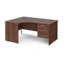 Maestro 25 Ergonomic Desk With Panel End Leg & Fixed 2 Drawer Pedestal - Walnut - NWOF