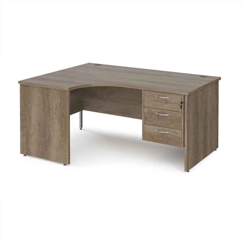 Maestro 25 Ergonomic Desk With Panel End Leg & Fixed 3 Drawer Pedestal ...