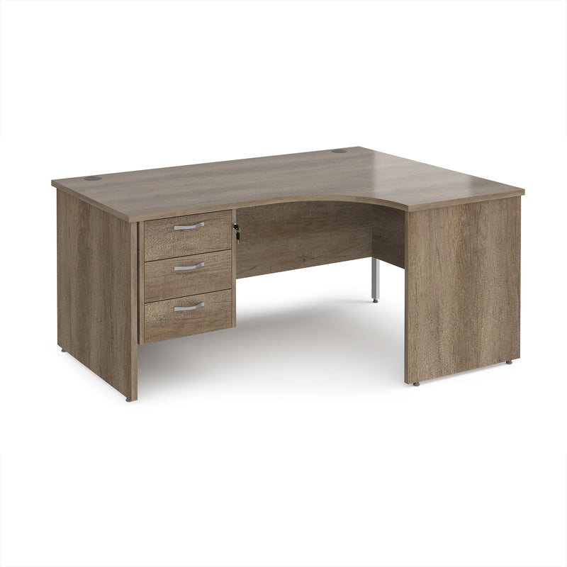 Maestro 25 Ergonomic Desk With Panel End Leg & Fixed 3 Drawer Pedestal ...