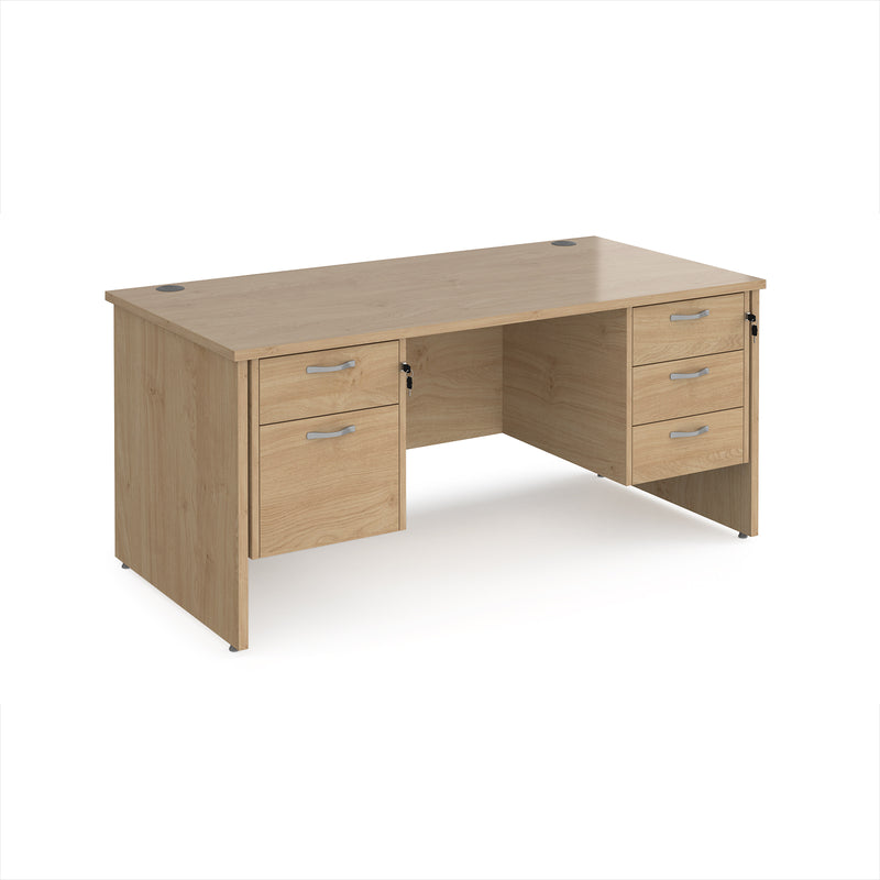 Maestro 25 Straight Desk 800mm Deep With Fixed 2 & 3 Drawer Pedestals - Panel End Leg