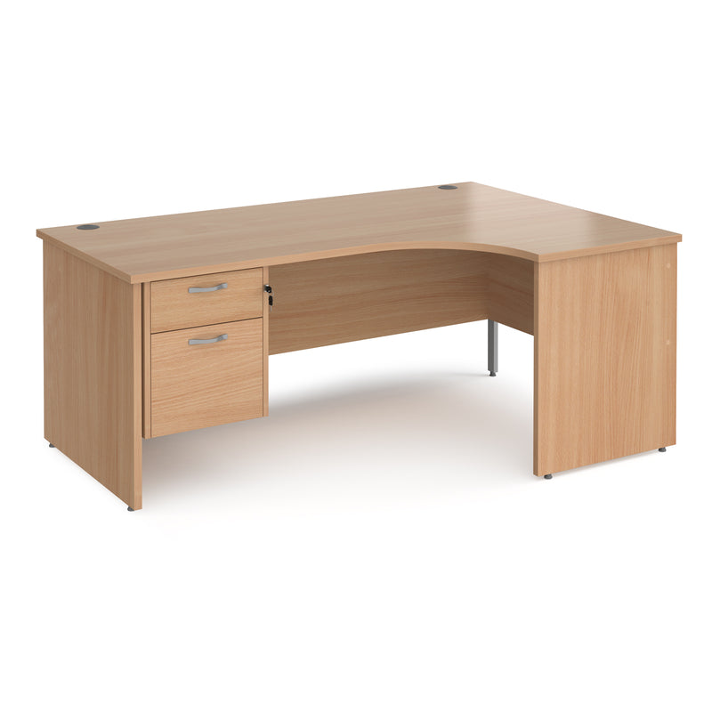 Maestro 25 Ergonomic Desk With Panel End Leg & Fixed 2 Drawer Pedestal - Beech - NWOF