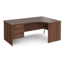 Maestro 25 Ergonomic Desk With Panel End Leg & Fixed 3 Drawer Pedestal - Walnut - NWOF