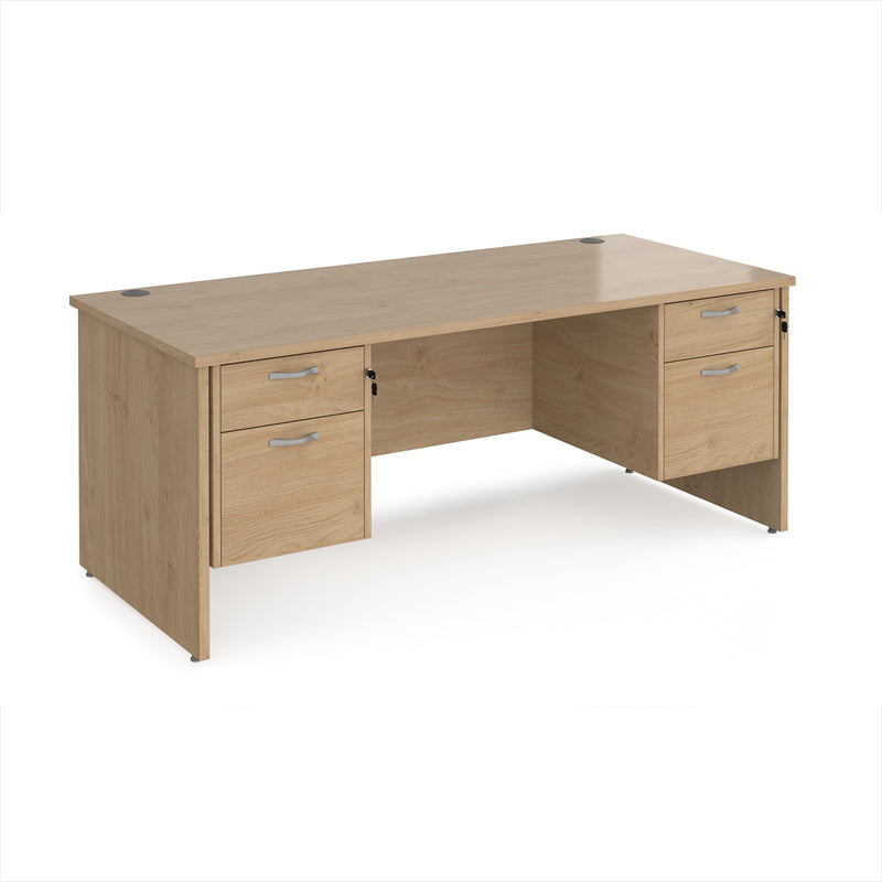 Maestro 25 Straight Desk 800mm Deep With Two Fixed 2 Drawer Pedestals - Panel End Leg - NWOF