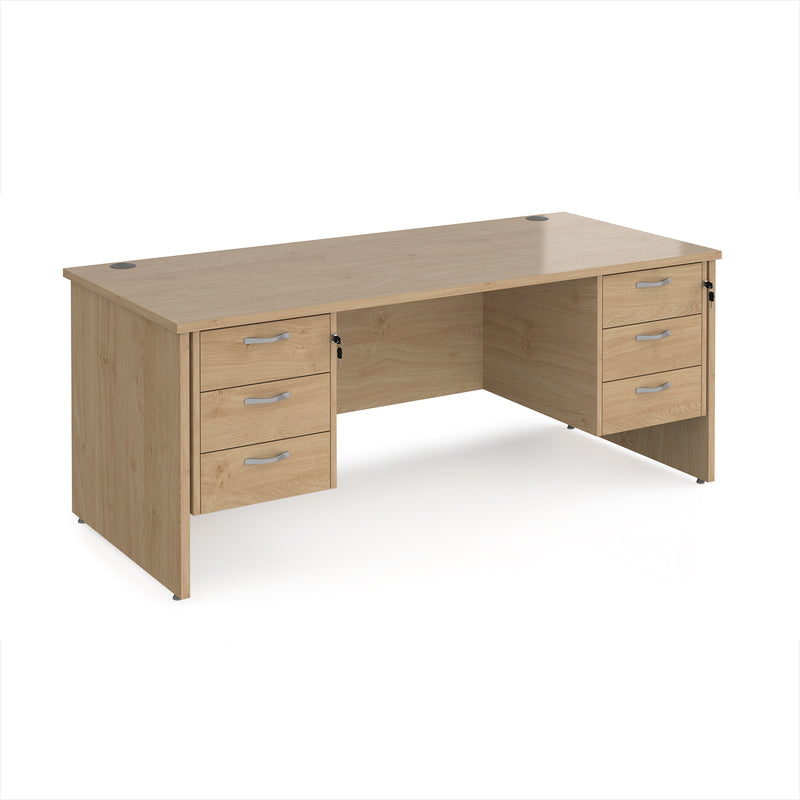 Maestro 25 Straight Desk 800mm Deep With Two Fixed 3 Drawer Pedestals - Panel End Leg - NWOF