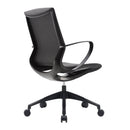 Side view of Nautilus Designs Aeros Medium Back Executive Task Chair with black upholstery and ergonomic design.