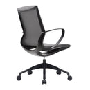 Side view of Nautilus Designs Aeros Medium Back Executive Task Chair in gray with adjustable armrests and ergonomic design.