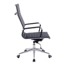 Nautilus Designs Aura high back bonded leather executive chair with armrests and ergonomic design, black color, side view.